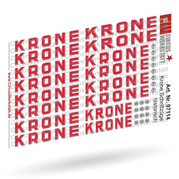 "KRONE" historic water transfer letters - decal set 1/87