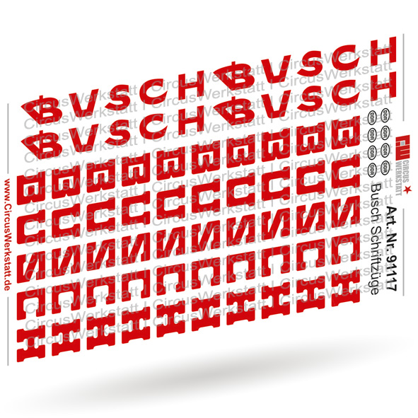 "BUSCH" water transfer letters - decal set 1/87 "BUSCH" water transfer letters - decal set 1/87