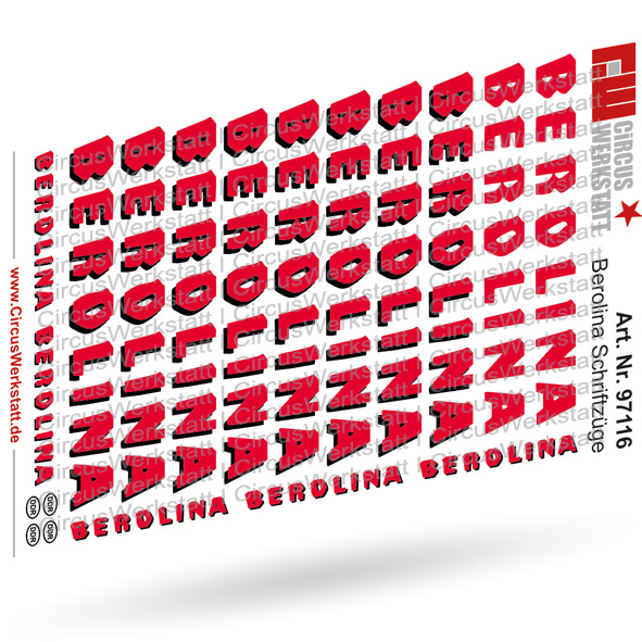 "BEROLINA" water transfer letters - decal set 1/87 "BEROLINA" water transfer letters - decal set 1/87
